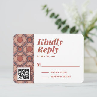 Marsala and Cinnamon Art Deco RSVP Card QR Code
