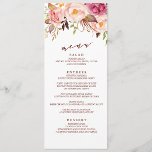 Marsala and Gold Boho Garden Wedding Menu