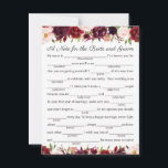 Marsala and Pink Floral Wedding Advice Cards<br><div class="desc">Our marsala, burgundy, and wine floral fill in the blank advice cards are a fun activity to have a wedding reception or bridal shower. You can change the heading wording if you would like by using Zazzle's "Personalise this template" tool. Be sure to check out our large selection of coordinating...</div>