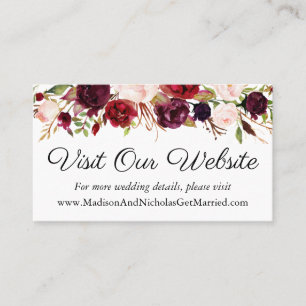 Marsala and Pink Wedding Website Insert Cards