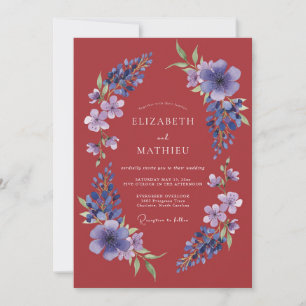 Marsala Atmospheric Winter Wedding Invitation