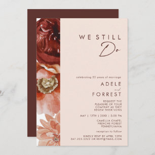 Marsala Autumn Floral Blush We Still Do Renewal Invitation