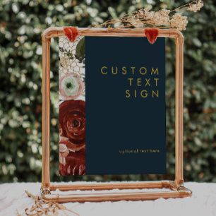 Marsala Autumn Floral Navy Cards & Gifts Custom Poster