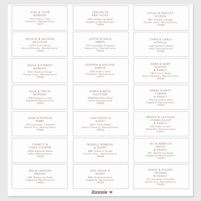 Marsala Autumn Floral | White Guest Address labels (Sheet)