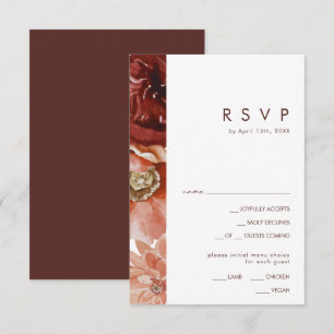 Marsala Autumn Floral White Menu Choice RSVP Card