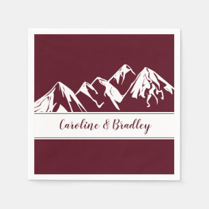 Marsala Background White Mountain Range Wedding   Napkin