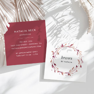 Marsala Berry Botanical Wreath Square Business Card