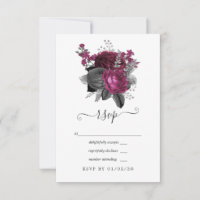 Marsala, Black and Silver Floral Wedding