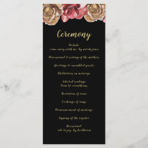 Marsala Black Floral Wedding programs Programme