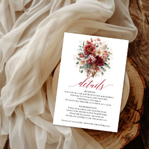 Marsala Bohemian Fall Floral Eucalyptus Details Enclosure Card