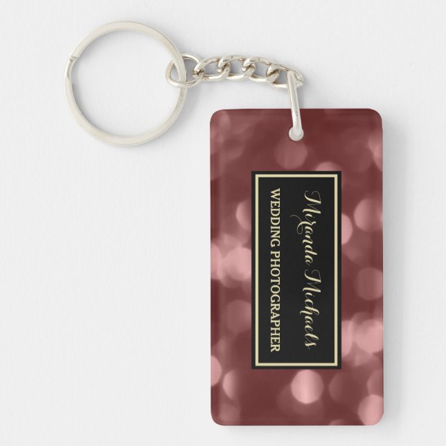 Marsala Bokeh Wedding Photographer Key Ring (Front)