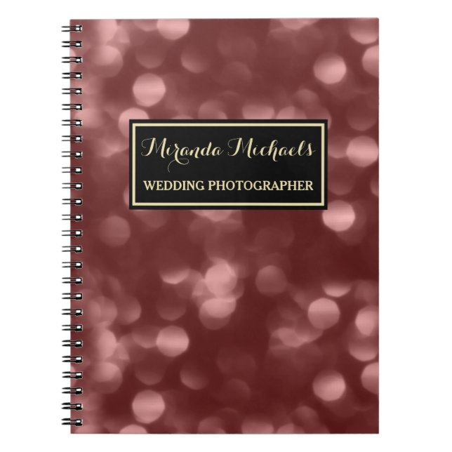 Marsala Bokeh Wedding Photographer Notebook (Front)