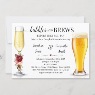 Marsala Bubbles & Brews before I do Couples Shower Invitation