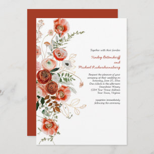 Marsala Burgundy Blush Fall Floral Wedding Invitat Invitation