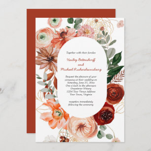 Marsala Burgundy Blush Fall Floral Wedding Invitat Invitation