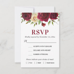 Marsala Burgundy Fall Winter Wedding Enclosure RSVP Card