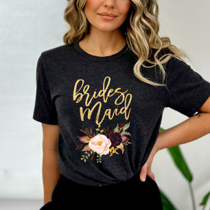 Marsala burgundy Floral bridesmaid T-Shirt
