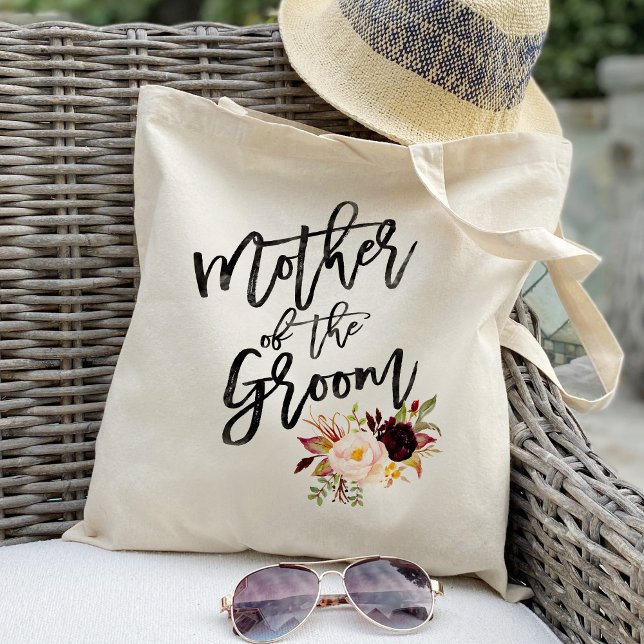 Marsala burgundy Floral mother of the groom Tote Bag (Creator Uploaded)