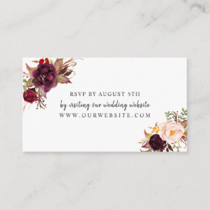 Marsala Burgundy Floral rsvp website card