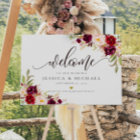 Marsala Burgundy Floral Wedding Welcome Sign