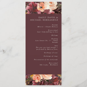 Marsala Burgundy Peach Watercolor Floral Programme