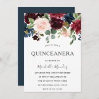 Marsala Burgundy Watercolor Flowers Quinceanera