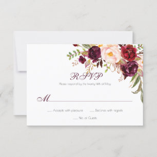 Marsala Burgundy White Red Roses Classic RSVP