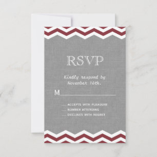 Marsala Chevrons on Grey RSVP Card