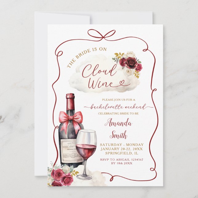 Marsala Cloud Bachelorette Weekend Itinerary Invitation (Front)