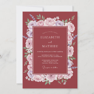 Marsala Divine Floral Wedding Invitation