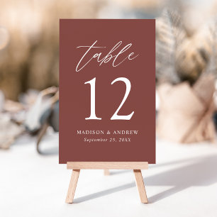 Marsala Fall Wedding Table Number