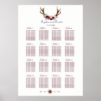 Marsala Floral Antlers Navy Blue Fall Wedding