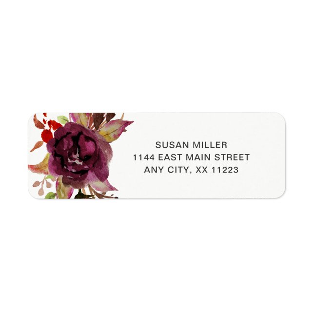 Marsala Floral Bloom wedding return address (Front)