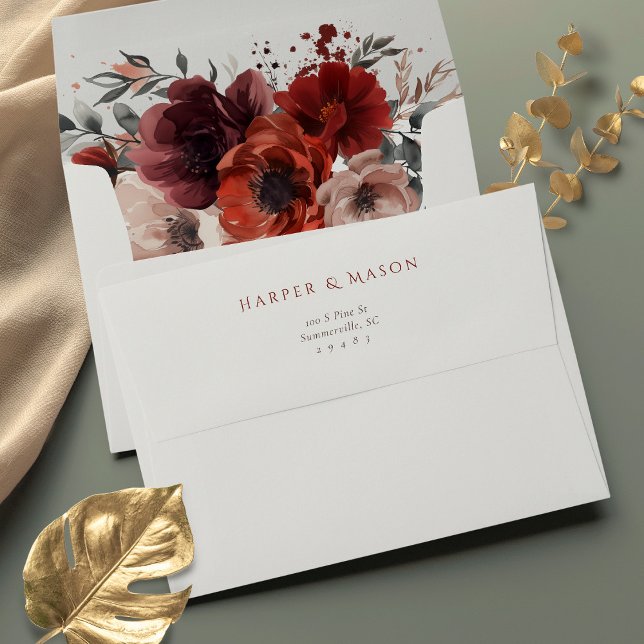 Marsala Floral Wedding Envelope (Creator Uploaded)