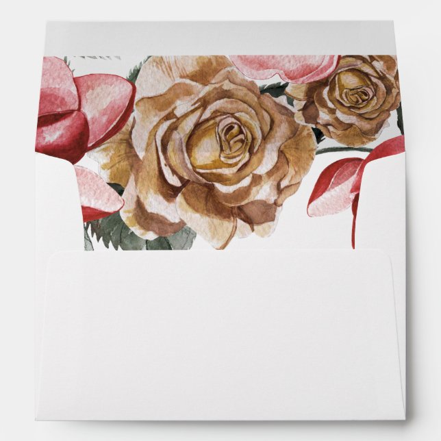 Marsala Floral Wedding Invitation Envelopes (Back (Bottom))