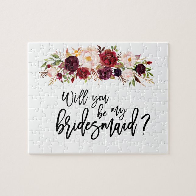 Marsala Florals | Bridesmaid Proposal Puzzle (Horizontal)