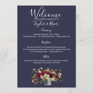 Marsala & Ivory Watercolor Roses   Navy Programme