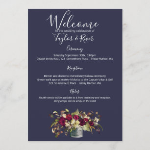 Marsala & Ivory Watercolor Roses   Navy Programme