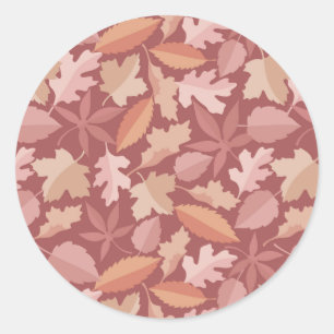 Marsala leaves pattern classic round sticker