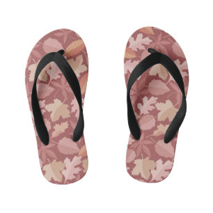 Marsala leaves pattern kid's jandals