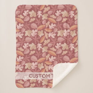 Marsala leaves pattern sherpa blanket