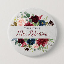 Marsala & Navy Floral Personalised Future Mrs