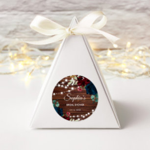 Marsala & Navy Flowers Rustic Bridal Shower Classic Round Sticker