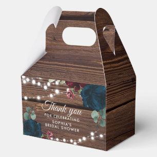 Marsala & Navy Flowers Rustic Bridal Shower V2 Favour Box