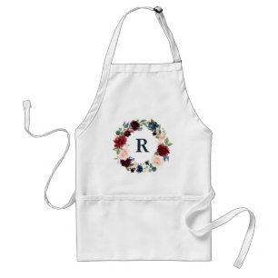 Marsala & Navy Shabby Chic Floral Cooking Baking Standard Apron