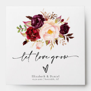 Marsala Peony Boho Wedding Favour Gift Seed Packet Envelope