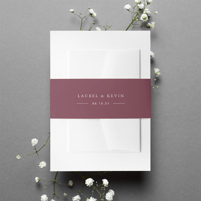 Marsala Personalised Wedding Invitation Belly Band (Creator Uploaded)