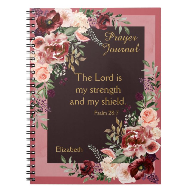 Marsala Pink Floral Personalized Prayer Journal (Front)