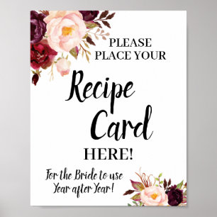 Marsala Place Recipe Card Bridal Shower Sign