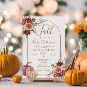 Marsala Pumpkin Arch Fall In love Baby Shower Invitation